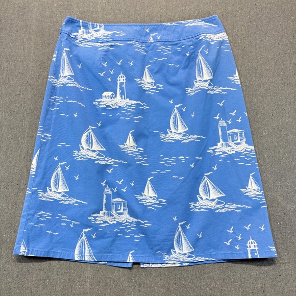 Pendleton Dresses & Skirts - Pendleton Sail Away Blue Nautical Sailboat Cotton Stretch A-Line Skirt Size 14